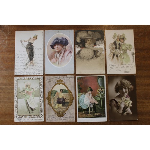 63 - Misc. coln. of loose subject cards. Glamour and pretty girls, children, greetings, teddy bears, cats... 