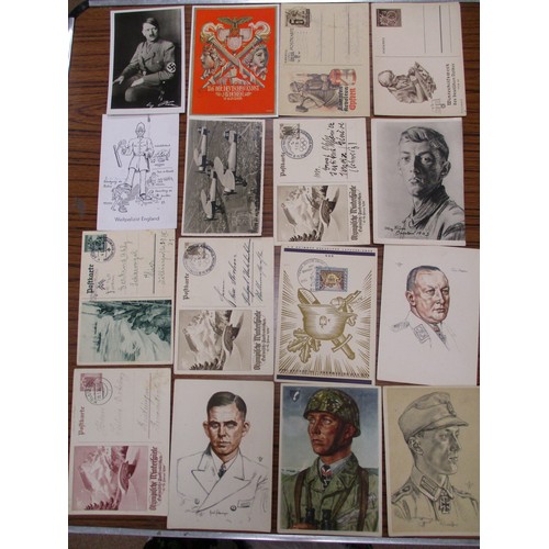 130 - Military. Range of Nazi, Third Reich with many featuring Hitler. Qty. 56 (R)