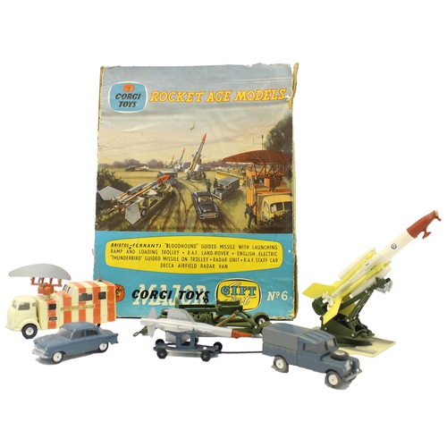 242 - Corgi. Rocket Age Models Bloodhound missile gift set No 6 generally good in poor box, damage to rock... 