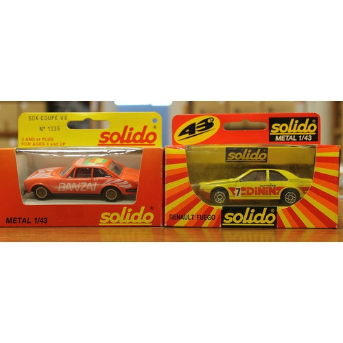 277 - Solido. Collection including Alpine Gendarmerie No 192B, Ford RS Turbo No 1350, Peugeot 205 GTI No 1... 