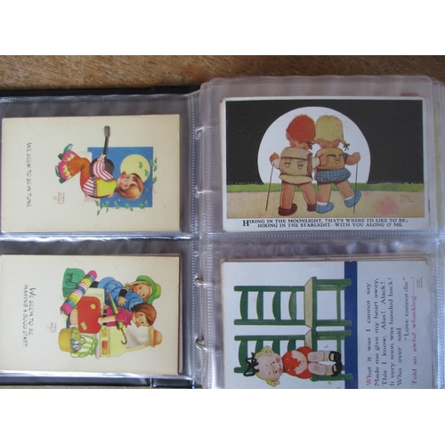 129 - Children. Coln. in 4 modern albums of artist drawn cards. Mabel Lucy Attwell range all eras, Agnes R... 