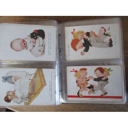 129 - Children. Coln. in 4 modern albums of artist drawn cards. Mabel Lucy Attwell range all eras, Agnes R... 