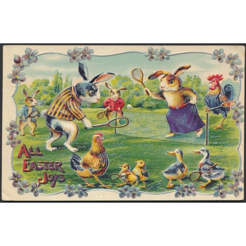 135 - Greetings. Coln. with better cards throughout. Easter incl. children, rabbits (see photo), chickens,... 