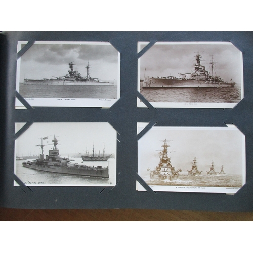 144 - Shipping. Naval collection incl. submarines, sailing ships, etc. in 2 old albums. Mixture of postcar... 