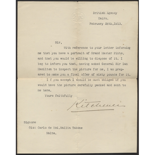 152 - Ephemera. Autographed Cairo to Malta letter from Lord Kitchener (Herbert Kitchener, 1st Earl Kitchen... 