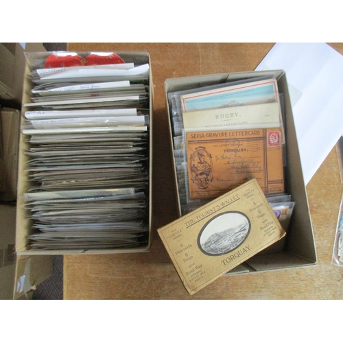 154 - Ephemera. Coln. of Edwardian and later folding greetings cards and bookmarks etc. Box of topo. relat... 