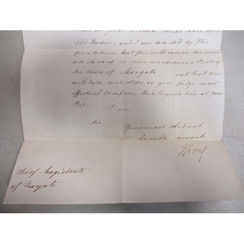 155 - 18th Century letters/documents with:
1. Letter dated 26th March 1796 from Whitehall, by direction of... 