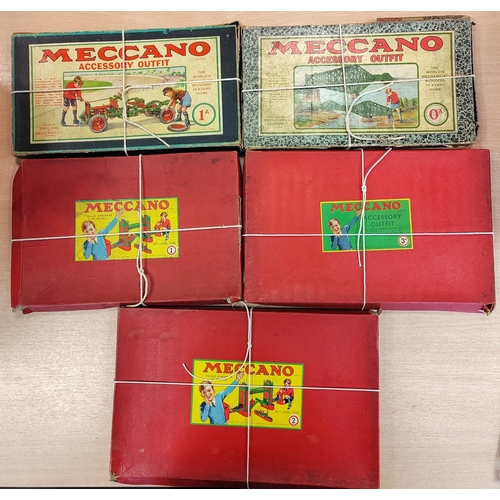 163 - Meccano. Range generally very good in poor to fair boxes with No.0IP Aeroplane Hanger Outfit contain... 