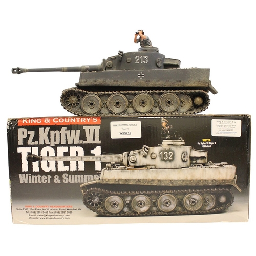 184 - King & Country. Tiger Tank (Summer) No WS216 with commander and aerial, mint in nearly excellent box... 