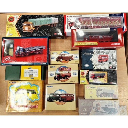 217 - Corgi. Collection of trucks, lorries, buses, coaches etc. generally mint in excellent to near mint b... 