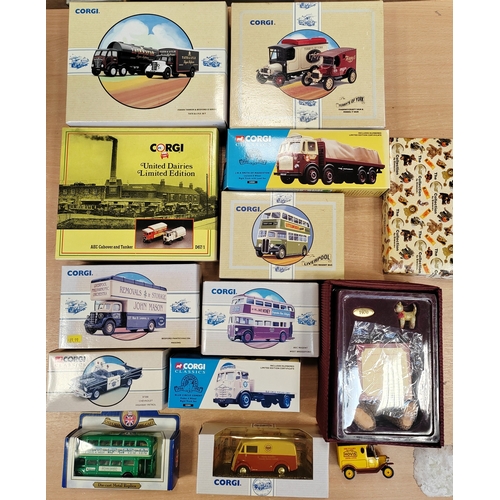 225 - Corgi. Collection generally mint in mostly excellent boxes with cars, buses, trucks etc. plus unboxe... 