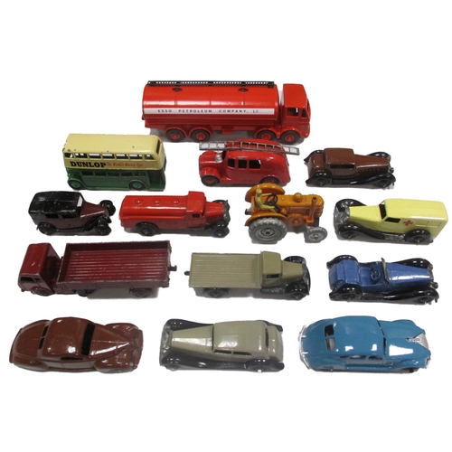 256 - Dinky. Unboxed mixed collection of cars, commercial and emergency vehicles, including Petrol Tank Wa... 