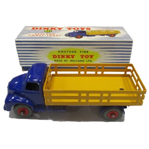 258 - Dinky. Two boxed lorries. Breakdown Lorry No 25x (Tan/Green model), condition good in good box. Leyl... 