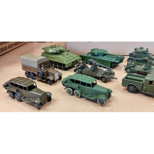 261 - Dinky. Earlier collection of unboxed military vehicles generally good to very good with tanks, truck... 