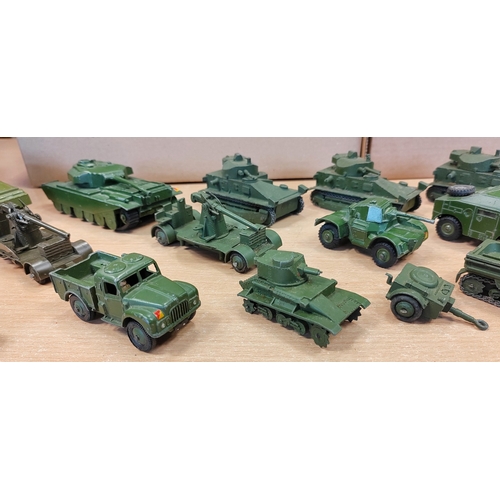 261 - Dinky. Earlier collection of unboxed military vehicles generally good to very good with tanks, truck... 