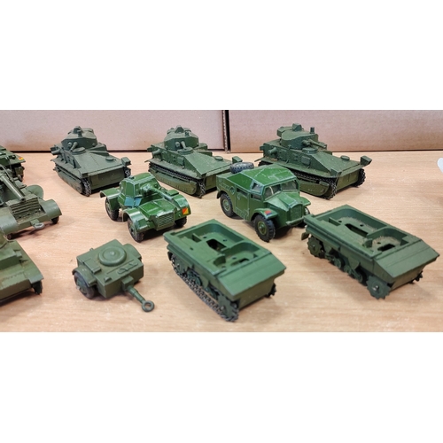 261 - Dinky. Earlier collection of unboxed military vehicles generally good to very good with tanks, truck... 