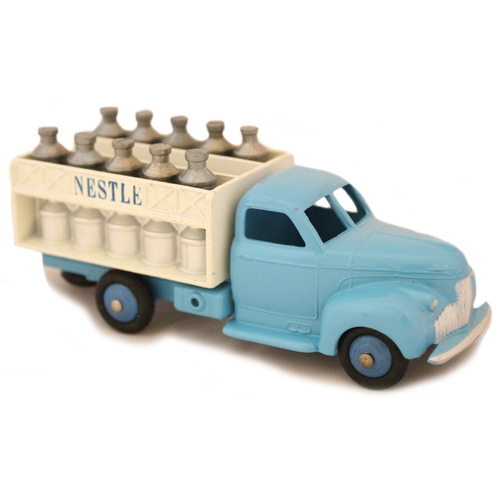 274 - French Dinky. Studebaker Camion Laitier Milk Lorry No. 250, light blue cab and chassis, mid blue con... 