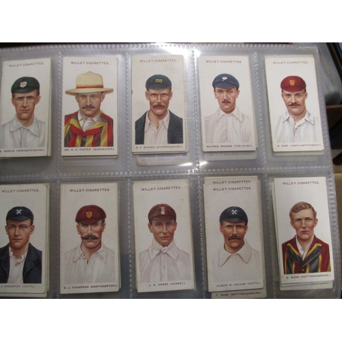 3 - Collection in multiple albums including complete sets from Gallaher Famous Cricketers, Woodland Tree... 