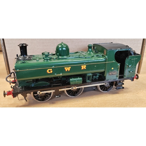 303 - O gauge unboxed tank locomotive green GWR 67XX 0-6-0 No.6702 very good and built to a high standard.... 