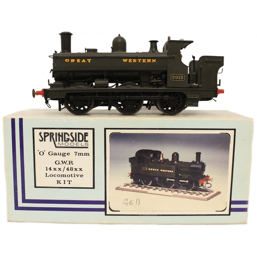 305 - Springside models. O gauge G.W.R green 0-6-0 tank locomotive No.2015 generally excellent in very goo... 