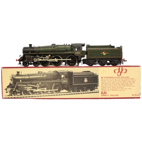 334 - DJH. OO gauge kit built BR Standard Class 5 4-6-0 BR 73051 lined green K35 locomotive and tender, ne... 