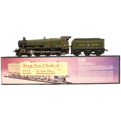 354 - DJH. OO gauge kit built Hall Class 4-6-0 GWR 5972 'Olton Hall' lined green K56 locomotive and tender... 