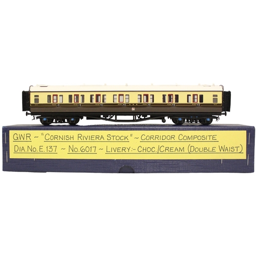 383 - Lawrence Scale Models. Range of OO gauge kit built 'Cornish Riviera Stock' chocolate and cream coach... 