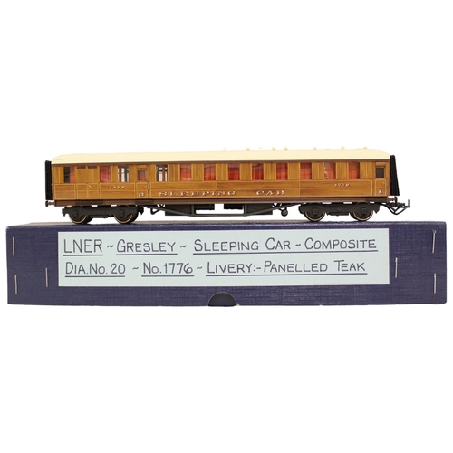 384 - Lawrence Scale Models. Range of OO gauge kit built LNER panelled/lined teak sleeping coaches, genera... 