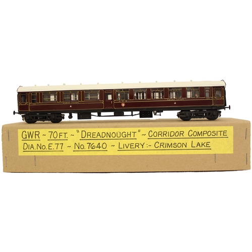 390 - Lawrence Scale Models. Range of OO gauge kit built 'Dreadnought' GWR crimson lake coaches, generally... 