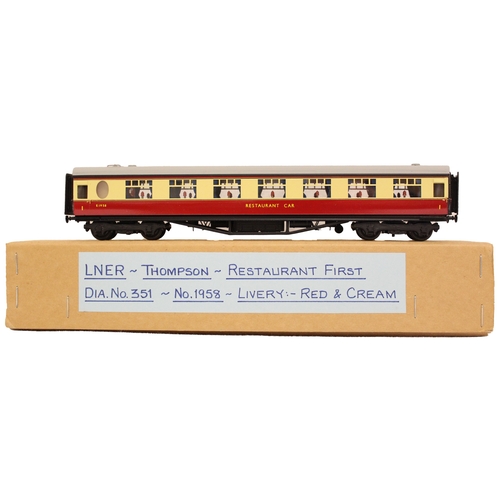 396 - Lawrence Scale Models. Range of OO gauge kit built LNER 'Thompson' red and cream coaches, generally ... 