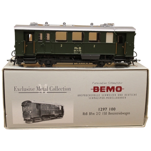 488 - Bemo. HO gauge Exclusive Metal Collection 2007 12v 2-rail RhB BFm 2-2 150 Rail Car, green, 2nd, No 1... 