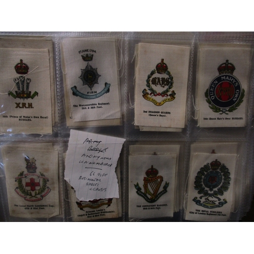 49 - Phillips. Collection in 2 albums with silks including Army Badges, Crests, Flags, Old Masters etc ge... 