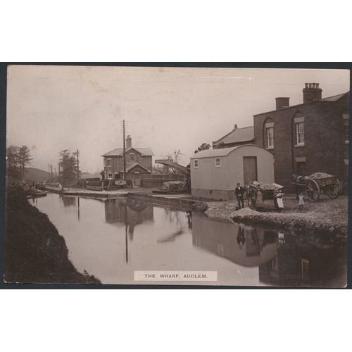 87 - Misc. coln. in large old album. Topo. incl. The Wharf Audlem (see photo), Northfield Bham, Camelford... 