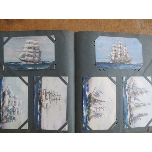 88 - Misc. coln. in 2 old albums. Shipping incl. White Star Line, sailing ships some art type. Fishing in... 