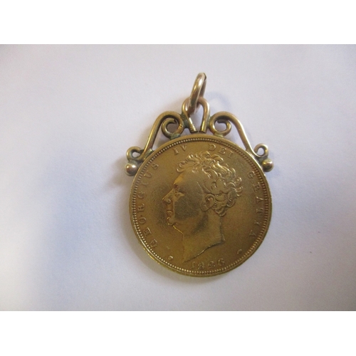 420 - Investment Gold lot - documents required. 1826 sovereign fine in a pendant mount. (Y)