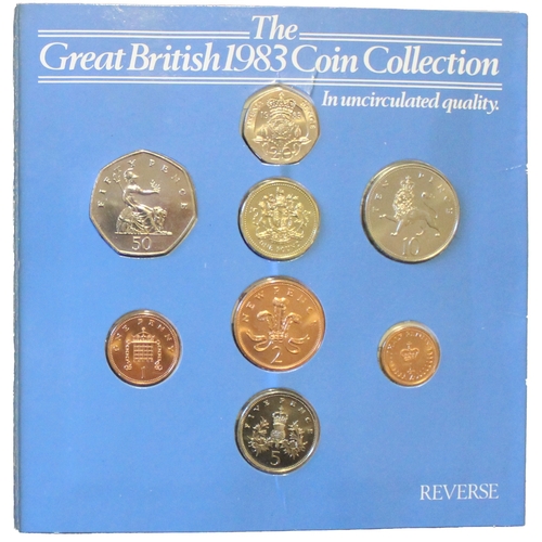 801 - 1983 Royal Mint uncirculated set containing 2p New Pence mule brilliant uncirculated. (See photo) (R... 