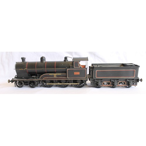 295 - O gauge very good to excellent unboxed 4-6-0 locomotive and tender black experimental class 