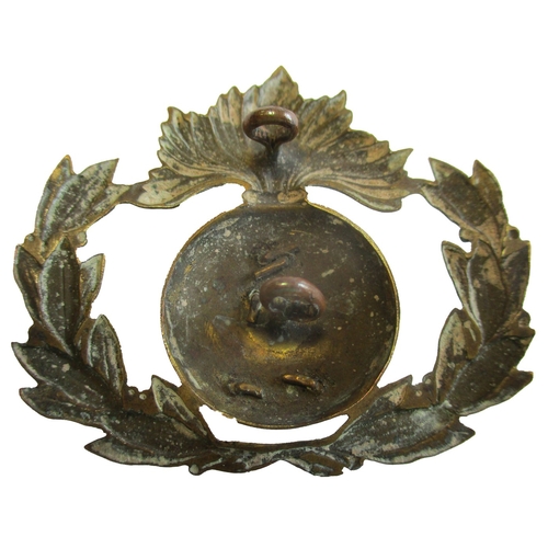 123 - Rare Royal Marine Artillery Band EDVII cap badge, gilt fused grenade within laurel wreath, silver cy... 