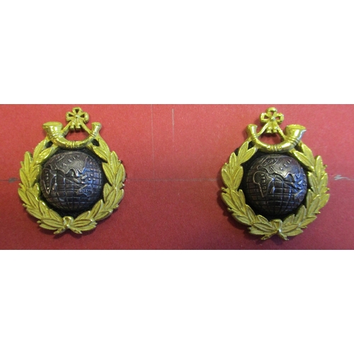 137 - Officer's Mess Dress insignia collection mounted on board with RMLI 1921-23 mis-matched facing pair ... 