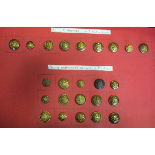 138 - Collection of cap badges (102) mounted on cards with descriptions in lift out trays in purpose built... 