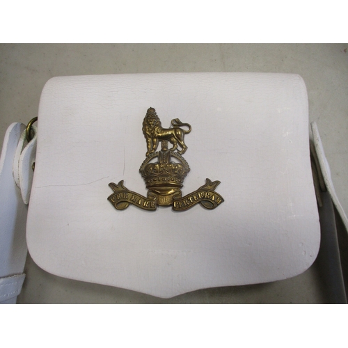 156 - Range of Royal Marine Musicians pouches (3) with:
1. Leather pouch with cross belt, KC badge.
2. Lea... 