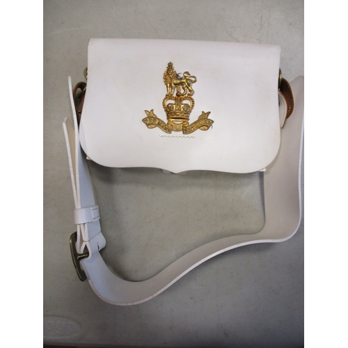 156 - Range of Royal Marine Musicians pouches (3) with:
1. Leather pouch with cross belt, KC badge.
2. Lea... 