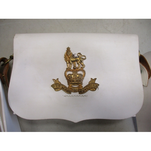 156 - Range of Royal Marine Musicians pouches (3) with:
1. Leather pouch with cross belt, KC badge.
2. Lea... 