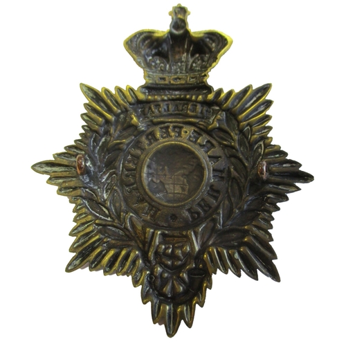 158 - Royal Marine Light Infantry Other Rank's brass shako plate, circa 1866-78, crowned star with central... 