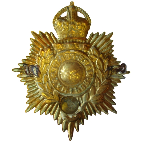 163 - Royal Marine Light Infantry Portsmouth Division KC OR's 1905 pattern brass helmet plate, silvered fe... 