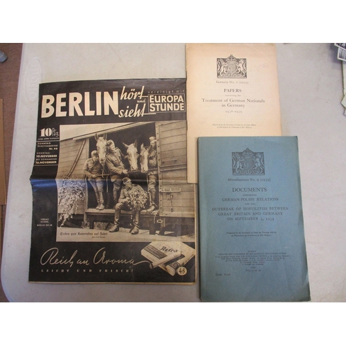 186 - Mainly WW2 era paper ephemera including German Motor Ship Heinz Horn loading certificate in leather ... 