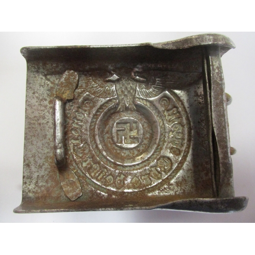 187 - Third Reich SS buckle and belt, rope behind eagle design, buckle without maker's mark, bent catch wi... 