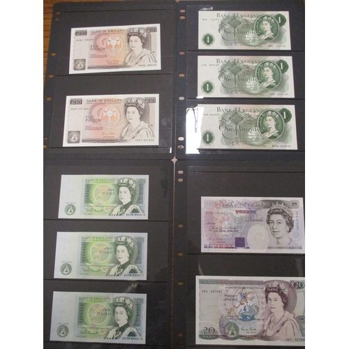 192 - Collection including £20 Gill 1988 06S, 1991 B15, £10 Hollom A33, Somerset 1984 CN34, Page 1975 A29 ... 