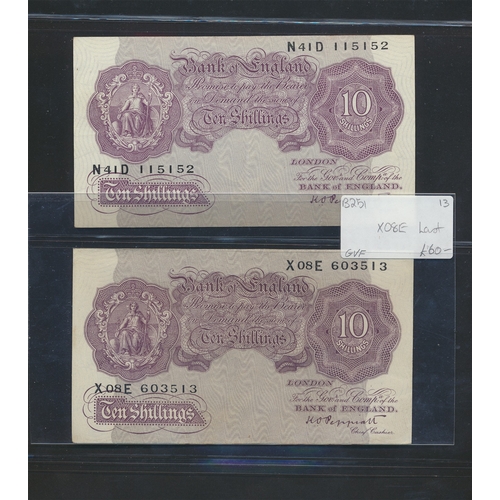 217 - K.O. Peppiatt. Collection of 10/- with 1940 A58D, B49D, C70D, D33D, E88D, H34D, K94D, N41D, X60D, Y9... 