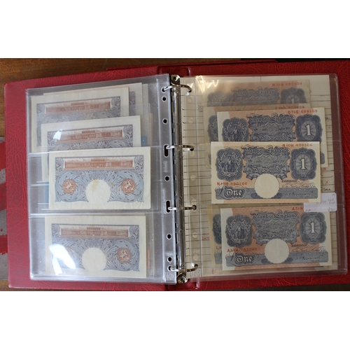 218 - K.O. Peppiatt. Collection of £1 with 1940 L69D colour damage, M47D, T91D, Z79D, 075E, C93E, E42E 055... 